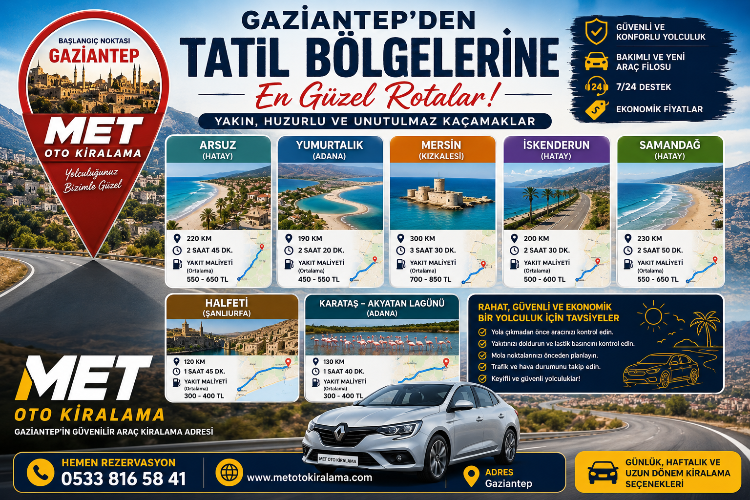 Gaziantep Çıkışlı Yakın Tatil Rotaları 2026  Arsuz Yumurtalık  Mersin ve Daha Fazlası